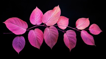 Poster - Vibrant electric pink leaves with enchanting purple undertones create a striking visual display in a dark setting