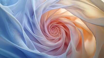 Wall Mural - a colorful spiral of fabric with a blue, pink, and orange hue