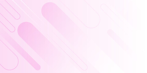 Wall Mural - white abstract wide banner background with pink geometric shapes. minimal geometric. modern futurist