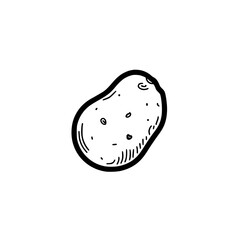 Wall Mural - hand-drawn potato illustration with thick outlines and minimal details set against a clean simple ye