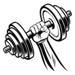 © Vector_Nest - vector illustration of dumbbell. dumbbell isolated on white background. Hand Holding Dumbbell Vector Illustration