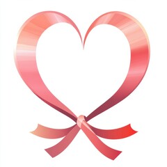 Poster - Elegant heart logo design featuring pink and red gradients wrapped with a ribbon in a modern romantic style