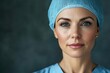 © SY - Close-up portrait of a female doctor wearing surgical cap and scrubs uniform. Perfect for medical blogs, articles, and advertisements for healthcare topics.