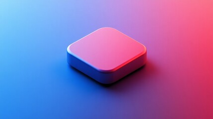 Poster - Rounded square platform illuminated by neon lights creating gradient background