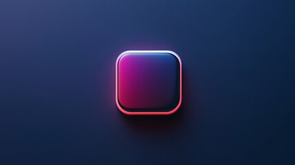 Fototapete - Rounded square app icon glowing on dark background