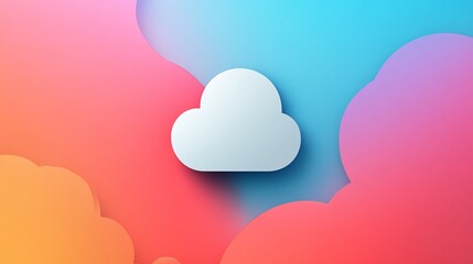 Poster - White cloud computing icon over colorful abstract background representing data storage