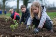 © Vision Glow - School children planting young trees. Generative AI