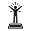 © RASEL - Black Silhouette of a Happy Person Celebrating with Stars – Joy, Success, Excitement, Achievement, and Positive Energy Icon
