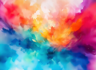 Aufkleber - Vibrant abstract artwork featuring a dynamic swirl of watercolor hues. A colorful blend of reds, oranges, yellows, greens, blues, and purples creates a bright and fluid design.