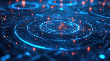 Abstract Digital Network: Futuristic Technology and Data Visualization
