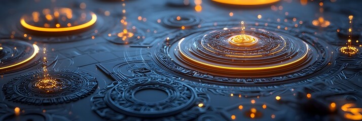 Poster - A captivating 3D background featuring intricate softly illuminated mandalas and intricate sacred geometric patterns designed to evoke a sense of spirituality and tranquility