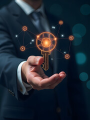 A Business Offers A Digital Key With Its Network Structure And An Icon Displayed For Easy Access And Use.