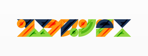 Wall Mural - Abstract geometric background with shapes, featuring circular and rounded elements. Bold contrast, smooth gradients, dynamic composition, futuristic style