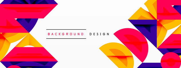 Wall Mural - Abstract geometric background shapes forming a modern, symmetrical pattern. Bold contrast, smooth gradients, dynamic composition, futuristic style