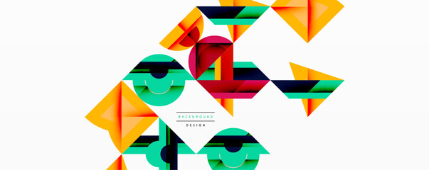 Aufkleber - Minimal geometric abstract background. Circle square and triangle design