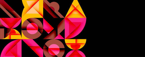Aufkleber - Minimal geometric abstract background. Circle square and triangle design