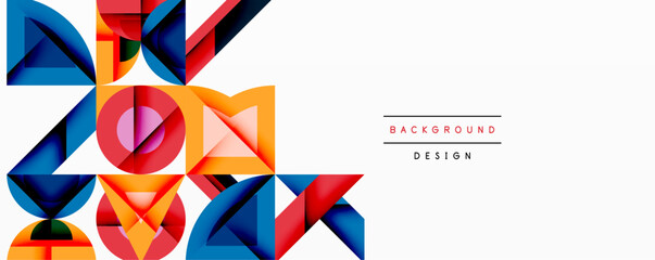 Aufkleber - Minimal geometric abstract background. Circle square and triangle design