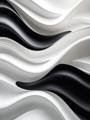 Leinwandbilder - Futuristic abstract pattern showcasing soft 3D waves in monochrome, creating a smooth and modern minimalist aesthetic