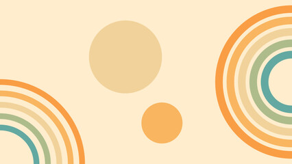 Wall Mural - abstract background of rainbow and sun groovy wavy line design in 1970s hippie retro style. vector p