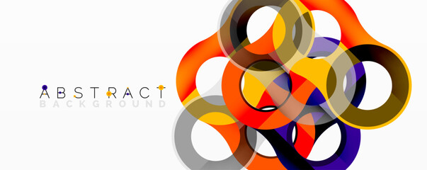 Wall Mural - Abstract composition with intertwined circular and tubular forms creating fluid structure with gradients, depth, and sharp contrasts