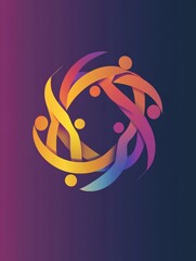 Leinwandbilder - Modern logo of human figures forming unity symbol in abstract gradient design showcasing collaboration and connection Generative AI