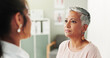© peopleimages.com - Healthcare, mature woman and listening to doctor, sad and thinking of diagnosis in hospital and serious. Contemplating, medical professional and bad news for senior person with Alzheimer and sickness