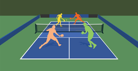 Wall Mural - premium illustration of pickleball players playing together best for your digital graphic and print