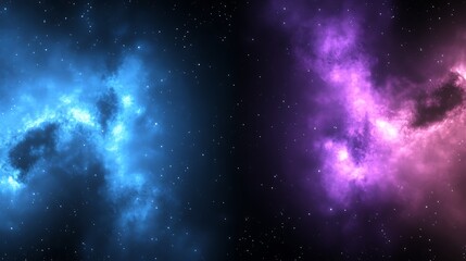 Wall Mural - blue and purple nebula in deep space with stars background. cosmic cloudscape illustration