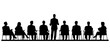 © vector - shop - People meeting silhouette. Business meeting silhouette of people in conference discussion. Businesspeople are sitting in chairs having a discussion.