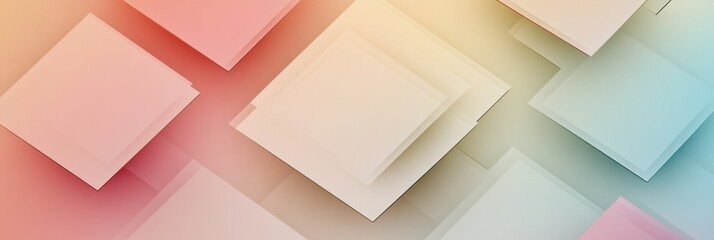 Poster - Sophisticated abstract elegance defined by clean geometric design and translucent squares in soft pastel gradients creating a serene visual experience