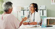 © peopleimages.com - Handshake, medical or senior care with doctor and patient in hospital office for consulting. Conversation, feedback or healthcare with medicine professional and mature woman shaking hands for welcome