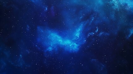 Wall Mural - blue cosmic nebula and stars shining in universe, deep space background with starfield