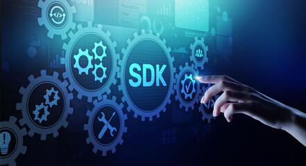 SDK Software development kit programming language technology concept on virtual screen.