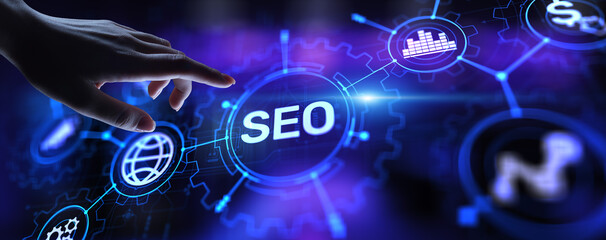 Wall Mural - seo - search engine optimisation, digital internet marketing concept on virtual screen.