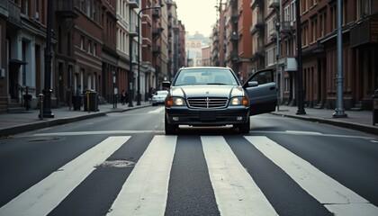Naklejka na meble Retro cars on the streets of the city