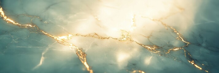 Aufkleber - Elegant minimalist marble texture with golden veins enhances high-end aesthetic appeal in soft lighting