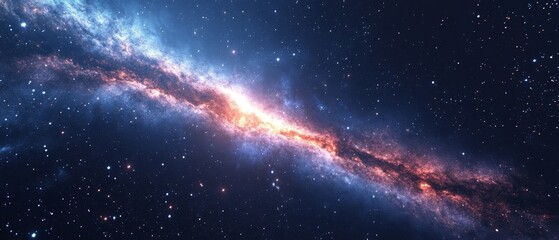 Wall Mural - a long, thin, orange and blue line of stars in the sky