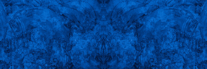 Aufkleber - Old wall pattern texture cement blue dark abstract  blue color design are light with black gradient background.