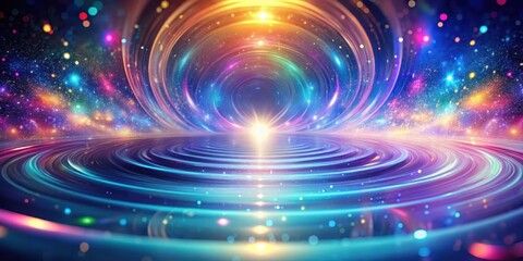 Wall Mural - A vibrant cosmic landscape showcasing swirling nebulae and radiant light trails, ideal for fantasy or science fiction themed projects.