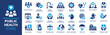 © Icons-Studio - Public health icon set. Containing community health, disease prevention, health protection, medical services, health awareness, hygiene, handwashing and more. Solid vector icons collection.