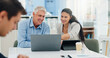 © peopleimages.com - Teamwork, mentor and laptop with business people in meeting for agenda notes, review and feedback. Advisor, planning and intern with employee in office for training workshop and project management