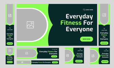 Wall Mural - Best body fitness web set banner design for social media post, everyday workout plan web bundle banner design, fully editable vector eps 10 file format