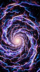Wall Mural - hypnotic neon spiral galaxy rotation with cosmic energy swirls