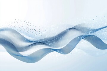 Aufkleber - Sleek digital background with waves and transaction icons creating a modern atmosphere in a blue and white color scheme