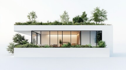 Aufkleber - Modern white house with green roof and balcony.