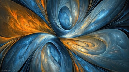 Wall Mural - abstract colorful swirls in blue and orange shades for art lovers