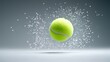 © Rfoto - A tennis ball compressed against the strings of a racket showcasing the energy transfer and subtle deformation before the ball bounces away on a minimalist studio background