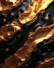 Aufkleber - an artistic macro shot of fluid gold and black textures creating an elegant and abstract pattern. The image showcases a blend of luxury and sophistication. The gold accents add a touch of opulence.