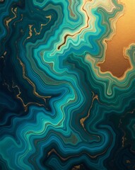 Aufkleber - a mesmerizing abstract artwork with teal and gold patterns reminiscent of gemstone veins. The swirling designs and textured surface create a sense of depth and visual interest