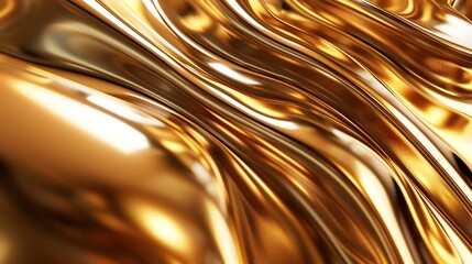 Wall Mural - Golden waves. 3D rendering of a seamless looping animation of golden waves.